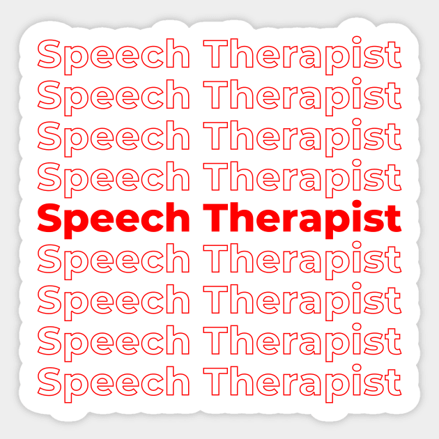 Speech Therapist - repeating red text Sticker by PerlerTricks